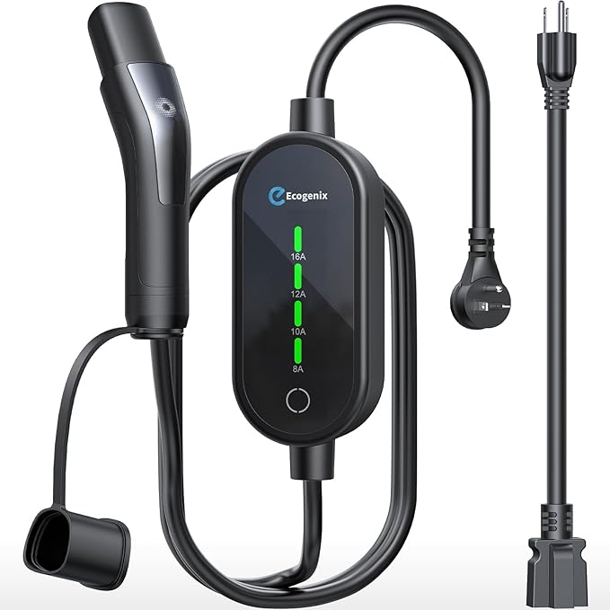 Ecogenix Level 1/2 Tesla Mobile Charger, 16A/110V-240V Portable Home Charging Cable for Model 3/Y/S/X, Adjustable Amps, Apartment-Friendly, 21ft Tesla Universal Charger with NEMA 5-15 & 6-20 Plug
