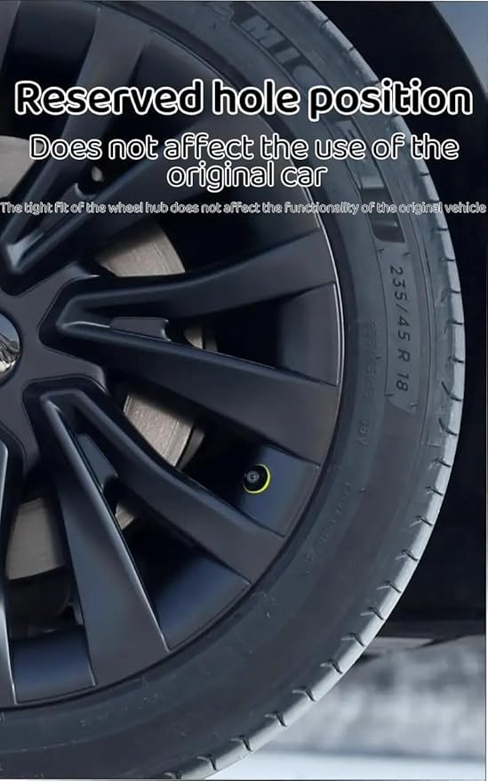 (4PCS) 18 Inch Hub Caps for Tesla Model 3 Highland Version 2024 Performance Replacement Wheel HubCap Full Rim Cover Accessories (Silver Black)