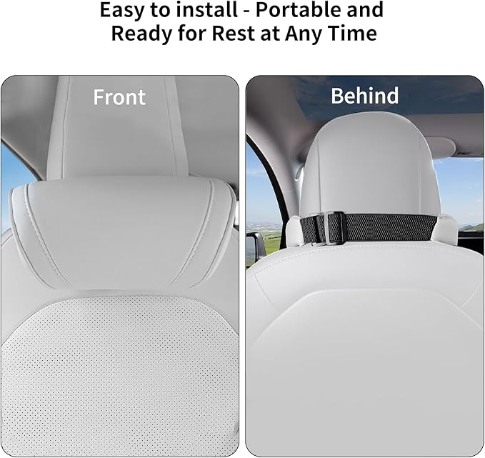 Car Neck Pillow for Tesla Model Y/3/S/X/Cybertruck Memory Foam Headrest Pillow Ergonomic Design Neck Support Seat Headrest Softness Comfortable Car Pillow (White, 1 Pack)