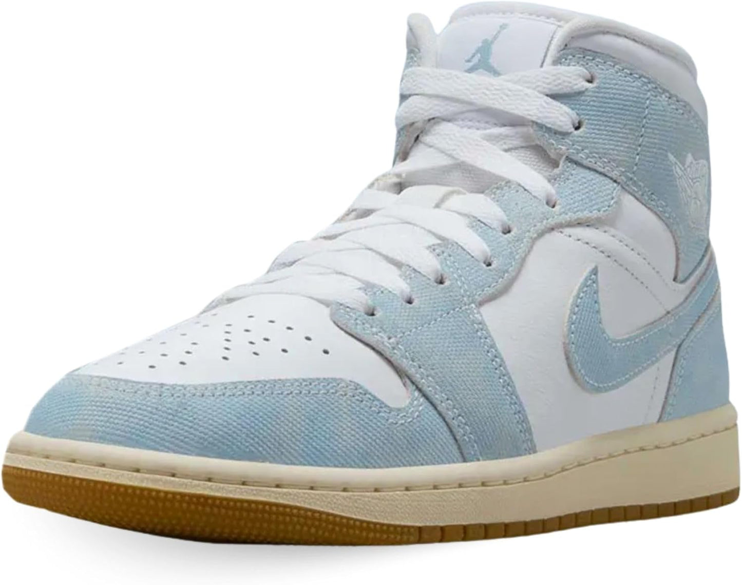 Women'S Air Jordan 1 Mid SE White/Worn Blue-Sail-Gum Light Brown