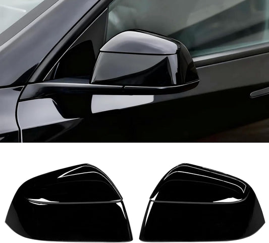 Compatible with Tesla Model Y Juniper Mirror Cover Replacement 2025 2026, Left Driver Right Passenger Side Clip-On Rear View Mirror Cover Cap for Tesla Model Y Juniper Accessories (Solid Black)