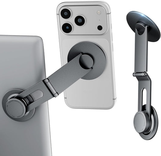 Tesla Model 3/Y Phone Mount, Magnetic Car Metal Holder with Strong Magnet Power,【Foldable & Extendable Hidden Design】Tesla Screen Stand for 3/Y/S/X/Cybertruck, Designed for Magsafe Iphone
