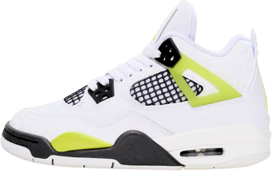 Air Jordan 4 Retro (PS) Big Kid Shoes, White/Lt-Lemon Twist (HJ5990-100).