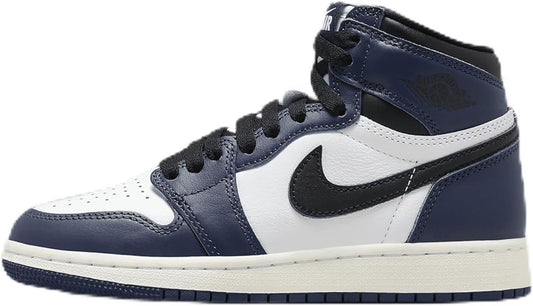 Air Jordan 1 High OG Big Kids' Shoes (FD1437-401, Midnight Navy/White/Sail/Black) Size 7