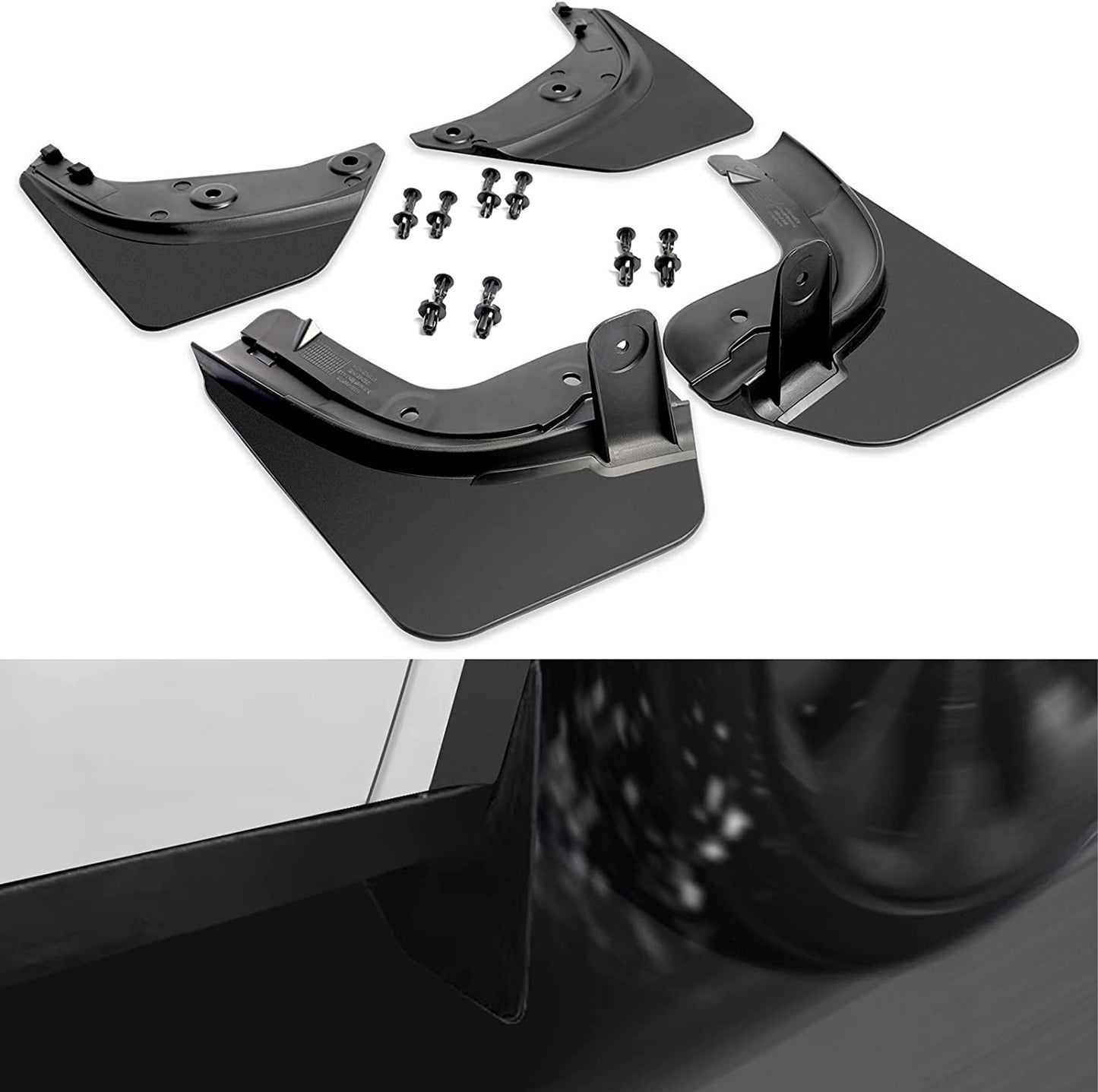 2025 2026 Mud Flaps for New Tesla Model Y Juniper [No Drilling, Protect Paint] 4Pcs PP+TPE Flexible Splash Guards, All-Weather Fender Guards Accessories