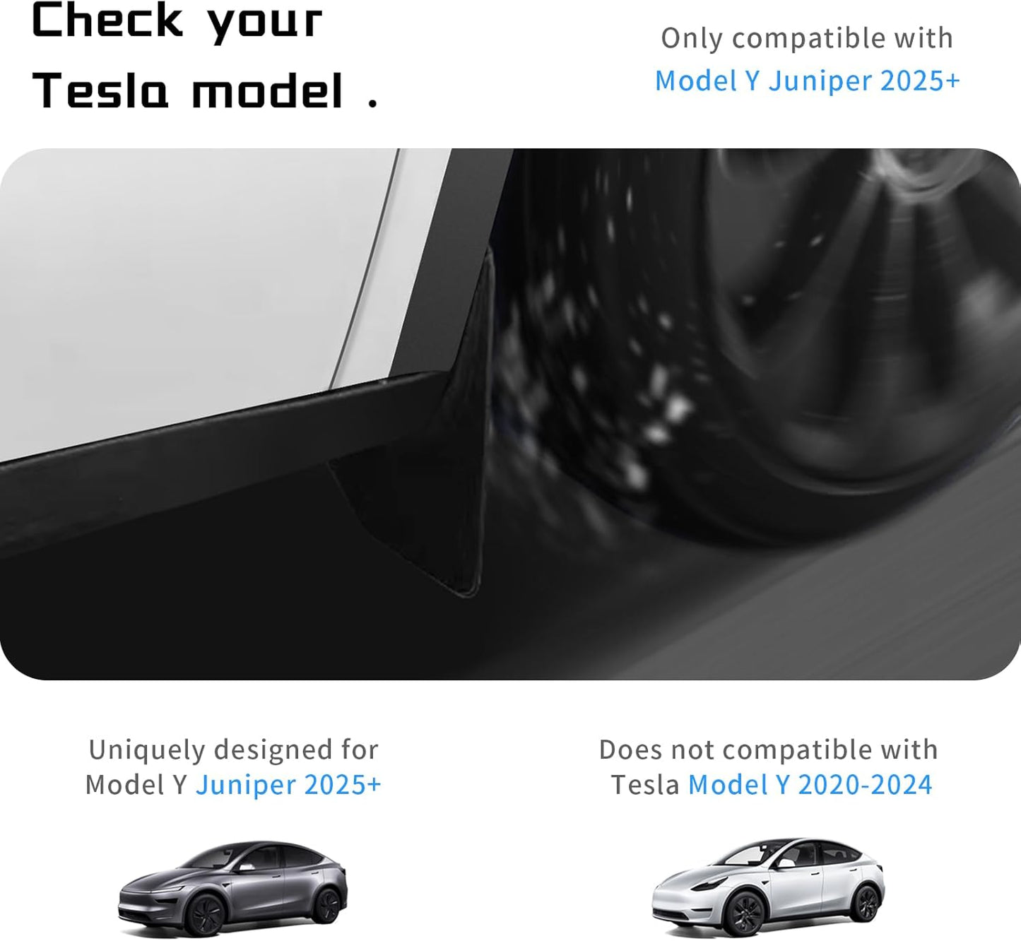 2025 2026 Mud Flaps for New Tesla Model Y Juniper [No Drilling, Protect Paint] 4Pcs PP+TPE Flexible Splash Guards, All-Weather Fender Guards Accessories