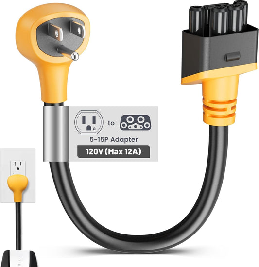NEMA 5-15 Adapter for Tesla Gen 2 & 3 Mobile Charger, 12 Amp 120V, Household NEMA 5-15P Adapter Gen II Mobile Connector for Tesla Motors Model 3/Y/S/X to Charge at 15Amp Household Outlet
