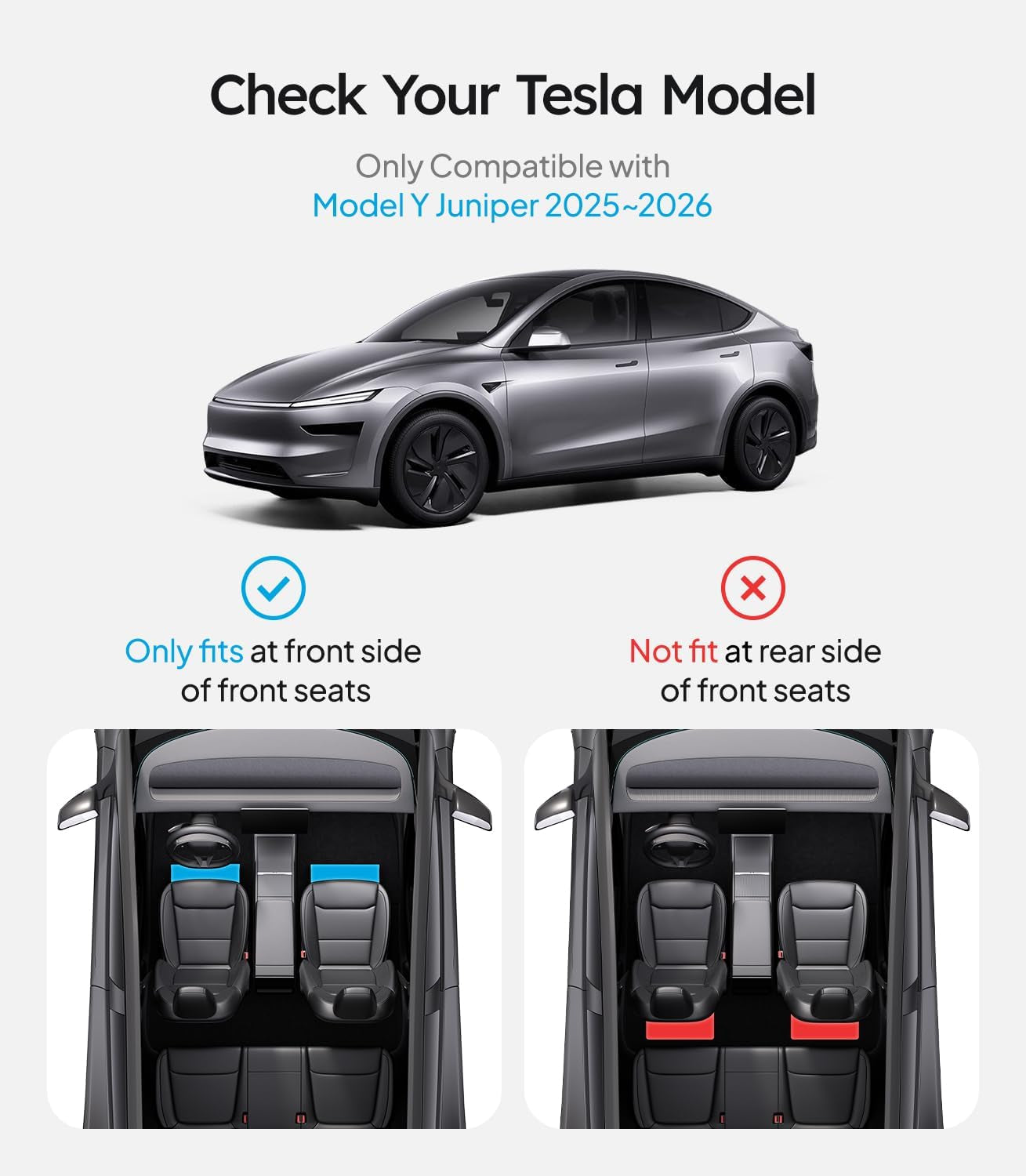 under Seat Storage Box for Tesla Model Y Juniper 2025~2026, 2 Pack Underseat Storage Tray with Lid, Secure No-Slide Design