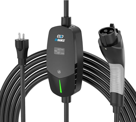 EV Charger Level 1/2 6-16A Adjustable, EV Chargers for Home with 25 FT J1772 EV Charging Cable, Electric Vehicle Charging Stations with NEMA 5-15 & 6-20 Plug, 110V-240V IP66 Waterproof