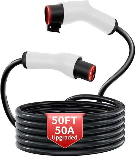 for Tesla Extension Cord 240V, Compatible with Tesla Model X/Y/3/S, 50FT Extra Long Charging Cable for Tesla Home Charging and Mobile Charger(50FT,White)