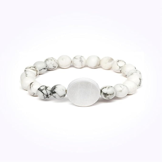 CNICK Tesla Key Bracelet Accessories: Effortlessly Lock, Unlock, and Start Your Tesla Model 3/Y/X/S with Style, The First Tesla Bracelet Accessory for Men and Women. (22cm / 8.7" Howlite)