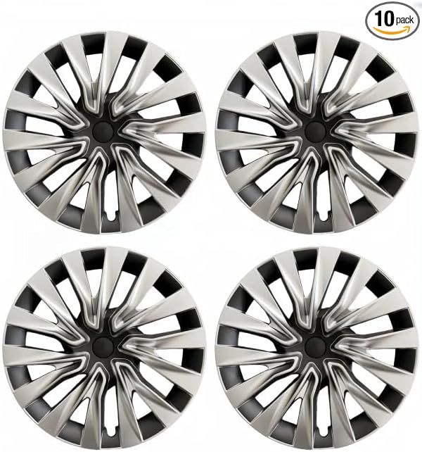 （4PCS） 18 Inch Hub Caps for Tesla Model 3 Highland Version 2024 Performance Replacement Wheel HubCap Full Rim Cover Accessories (Silver Black)