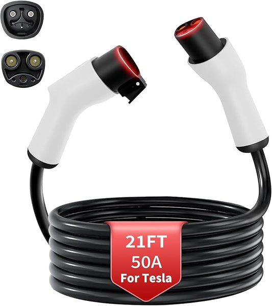for Tesla Extension Cord 240V, Compatible with Tesla Model X/Y/3/S, 21FT Long 50A Charging Extension Cable for Tesla Home Charging and Mobile Charger(21FT,White)