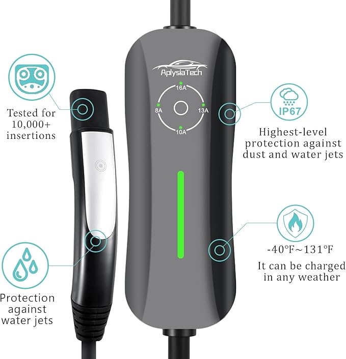 Level 1+2 Tesla EV Charger,16 Amp 120V /240V,Adjustable Plug-in Electric Vehicle Charging Station with 21FT Cable NEMA 6-20 Plug NEMA 5-15 Adapter, Only for Tesla Models X/Y/3/S