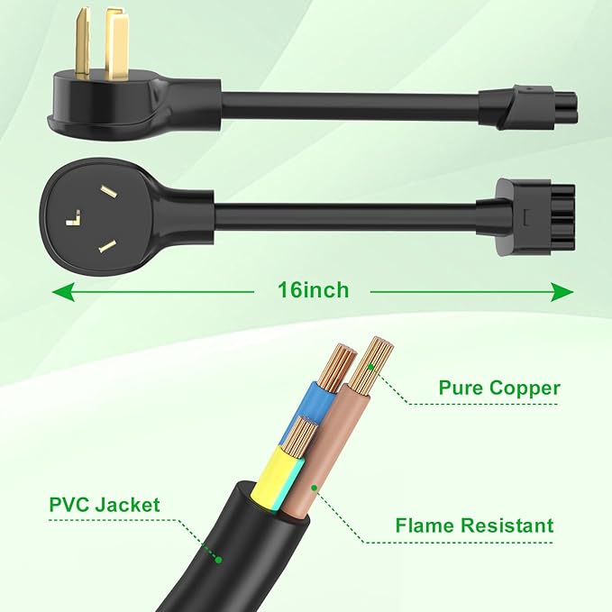 16 Inches NEMA 10-30 Adapter for Tesla Gen 2 Mobile Charger, Max 24Amp, Only Work for 240/250V Outlet, Compatible with Tesla 3/S/X/Y (Model S/X Vehicles Made Before 2018 are not Supported)