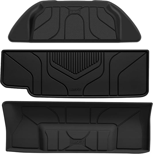 LASFIT Trunk Mats Fit for Tesla Model X & Model X Plaid 6 Seater / 7 Seater 2025 2024 2023 2022 2021, Custom Fit TPE All Weather Waterproof Cargo Liners, Black