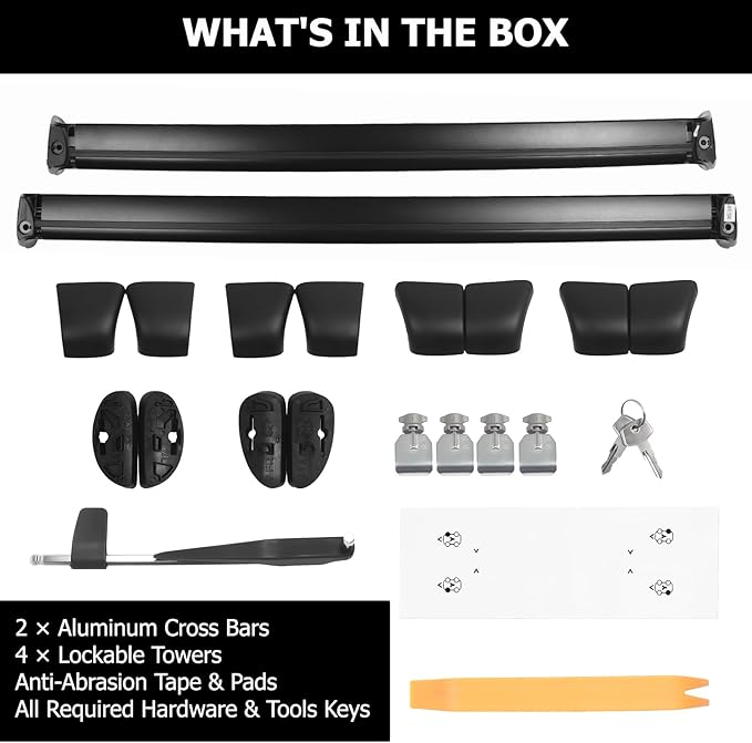 Frani Roof Rack for Tesla Model Y 2020-2027 - Lockable Aerodynamic Aluminum Cross Bars, Easy No-Drill Installation, Anti-Theft Locks Included