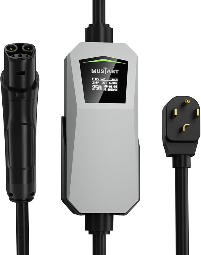 Level 2 Tesla Charger, 25A Portable EV Charger with NEMA 14-30 Plug, 22 ft Cable – Unlocking Convenience with One-Touch Release, Compatible with All Tesla Models & Cybertruck