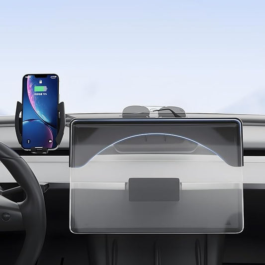 Premium Tesla Phone Mount & Holder for Model Y Juniper (2025-2026+，15.4inch) & Model 3 Highland (2024+),Snap-On Screen Clip with Scratch-Free Felt Base, Solid Alloy Arm