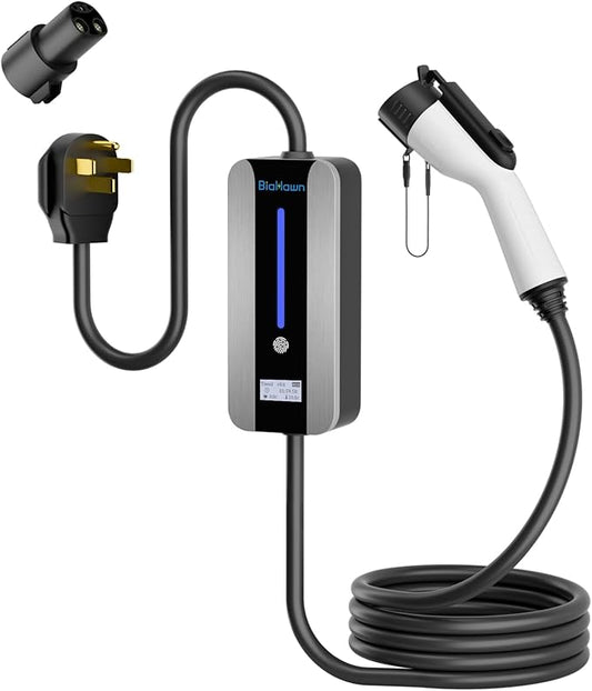 Level 2 EV Charger (240V, 40A) for Tesla and SAE-J1772 EVs, NEMA 14-50 Plug, SAE-J1772 Adapter and J1772 to Tesla Adapter (26FT)
