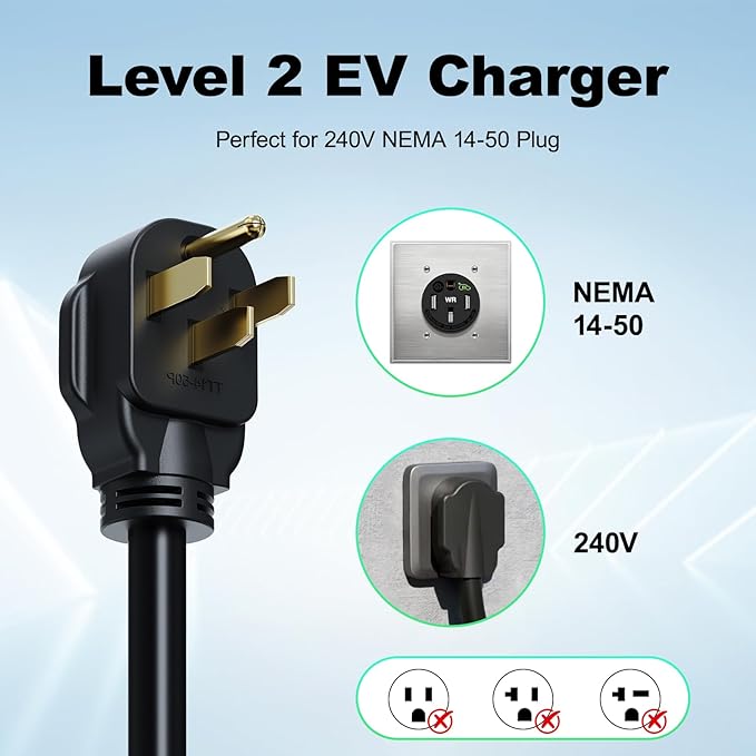 Level 2 Tesla Charger 32Amp, 7KW Electric Vehicle Portable Charger with 28FT Cable, Home EV Charging Station for All Tesla Models Y/X/3/S, 240V NEMA 14-50 Plug