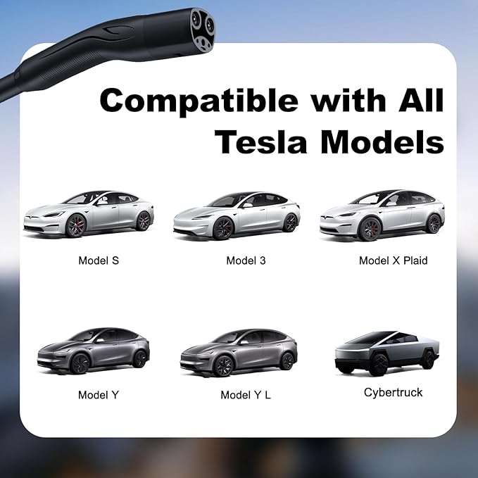 Level 2 Tesla Charger, Level 2 EV Charger for Tesla with 20FT Cable, 7KW 32Amp, NEMA 14-50 Plug, NACS Connector, 240V Portable Electric Car Charger for Tesla Models Y/X/3/S
