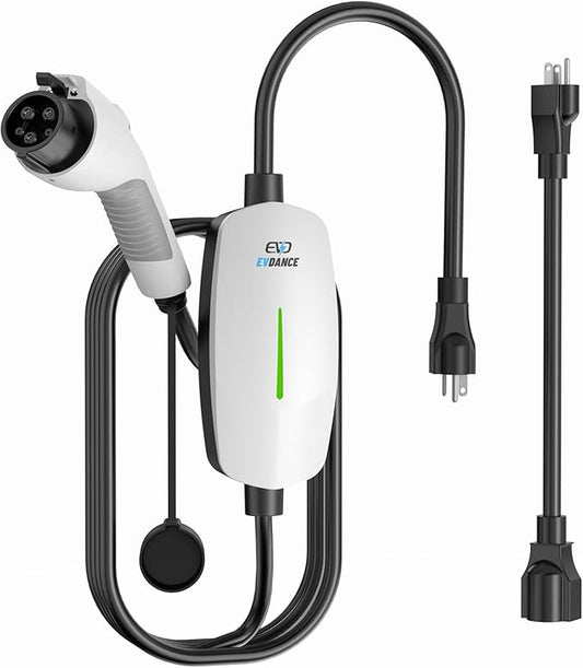 Level 1&2 EV Charger, Electric Vehicle Portable Charger with 25FT Cable, Home EV Charging Station for J1772 Electric Cars, 12A 120V/16A 240V, NEMA 5-15 & NEMA 6-20 Plug