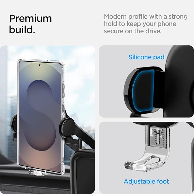 Spigen TapLock Adhesive-Free Universal Car Mount (Screen Mount) Designed for Tesla Model Y 2025 Refresh and Tesla Model 3/Y/S/X/Cybertruck Compatible with iPhone, Samsung, and More