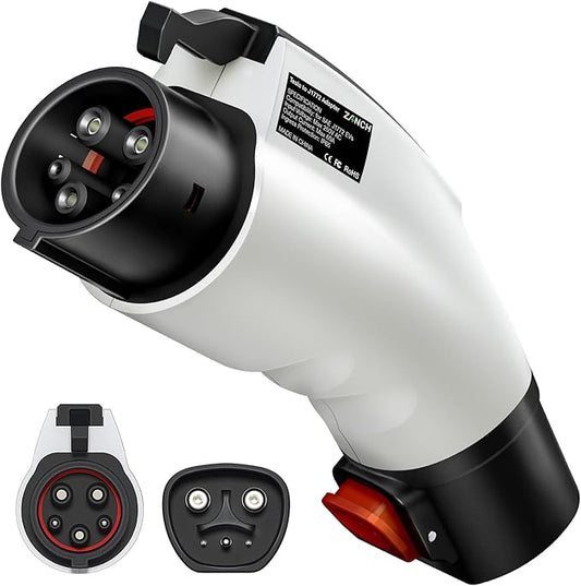 Zanch Tesla to J1772 Adapter, [Military-Grade Quality], Designed for J1772/CCS1 EVs, Max 60A & 250V AC, Compatible with Level 2 Tesla Wall Connector, Mobile Connector, Destination Station - White