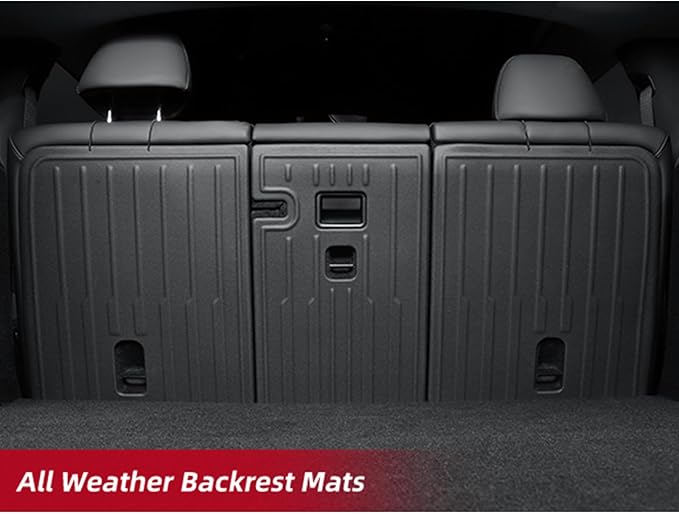 Backrest Mats for New 2025 2026 Tesla Model Y Juniper 5-Seats (Not fit Standard) All Weather TPE Rear Back Seat Covers Accessories Interior Black