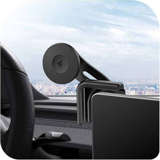 Spigen TapLock Adhesive-Free MagSafe Tesla Phone Mount for Model Y Juniper 2025/26 & Model 3/Y/S/X - for iPhones with MagSafe & Pixelsnap [Not Compatible with Updated 16in QHD Screen]