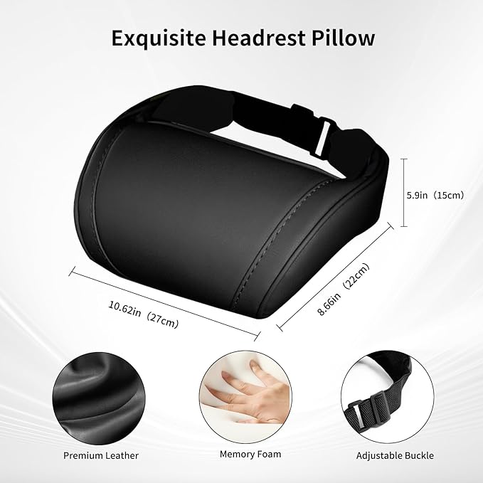 Car Neck Pillow for Tesla Model Y/3/S/X/Cybertruck Memory Foam Headrest Pillow Ergonomic Design Neck Support Seat Headrest Softness Comfortable Car Pillow (Black, 2 Pack)