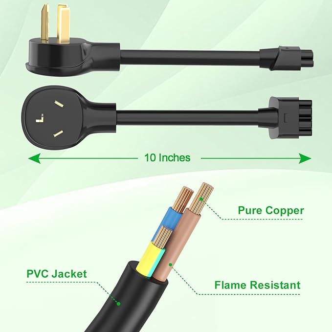 10 Inches NEMA 10-30 Adapter for Tesla Gen 2 Mobile Charger, Max 24Amp, Only Work for 240/250V Outlet, Compatible with Tesla 3/S/X/Y (Model S/X Vehicles Made Before 2018 are not Supported)