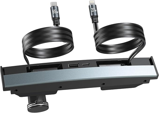 65W USB Hub for Tesla Model 3 (New Model Y Juniper 2024 2025 2026 -Fast Charger Tesla Accessories for Model 3 Highland(New Model Y Juniper) USB Charger Hub 4-Ports Retractable Phone Charger USB Hub -S