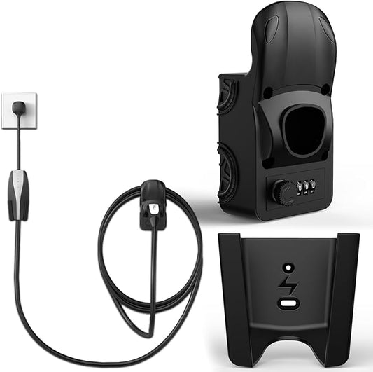 Tesla Charger Holder & UMC Holder, with Combination Lock, Compatible with Model 3/S/X/Y, Premium Charging Cable Organizer for Tesla Gen 2 Mobile Connector Wall Mount