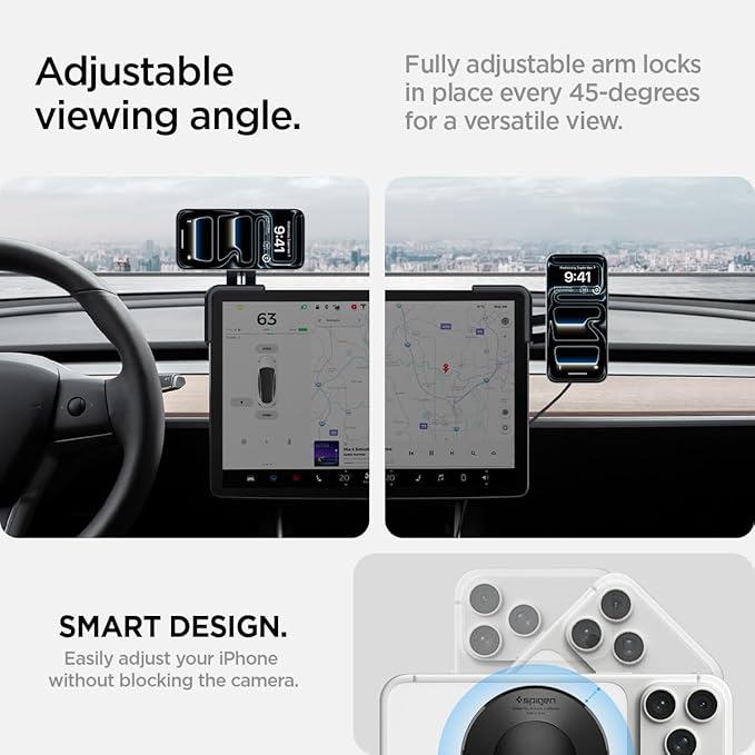 TapLock Qi2 MagSafe Charging Tesla Phone Mount for Model Y Juniper 2025/26 & Model 3/Y/S/X - iPhone 17 Pro Max with MagSafe & Pixel 10 Pixelsnap & Galaxy S26 Series [Not for Updated 16in QHD Screen]