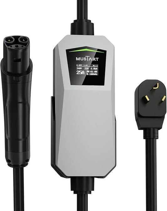 Level 2 Tesla Charger, 25A Portable EV Charger with NEMA 10-30 Plug– Unlocking Convenience with One-Touch Release, Compatible with All Tesla Models & Cybertruck