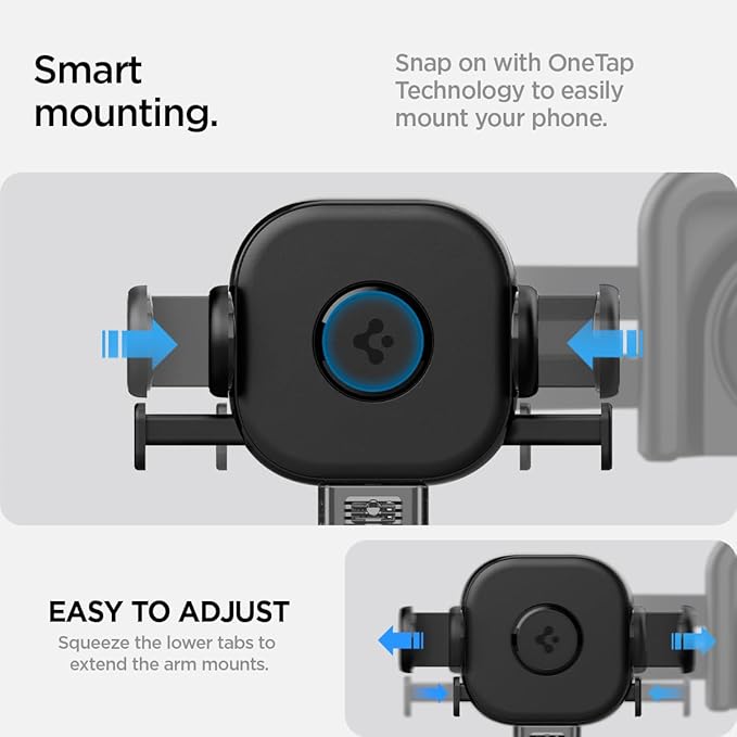 Spigen TapLock Adhesive-Free Universal Car Mount (Screen Mount) Designed for Tesla Model Y 2025 Refresh and Tesla Model 3/Y/S/X/Cybertruck Compatible with iPhone, Samsung, and More