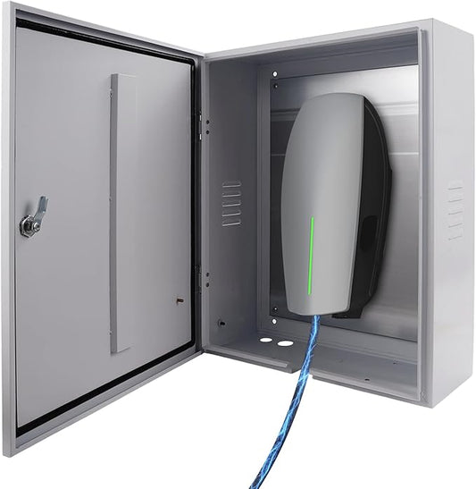 Wall Charger Station Box for Tesla Wall Charger, Outdoor EV Charger Enclosure Key Unlock, White
