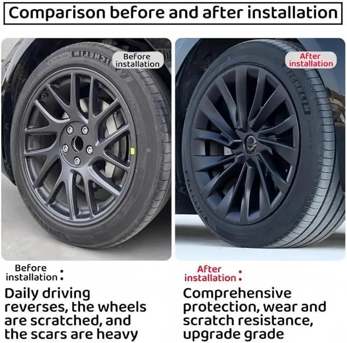 （4PCS） 18 Inch Hub Caps for Tesla Model 3 Highland Version 2024 Performance Replacement Wheel HubCap Full Rim Cover Accessories (Silver Black)