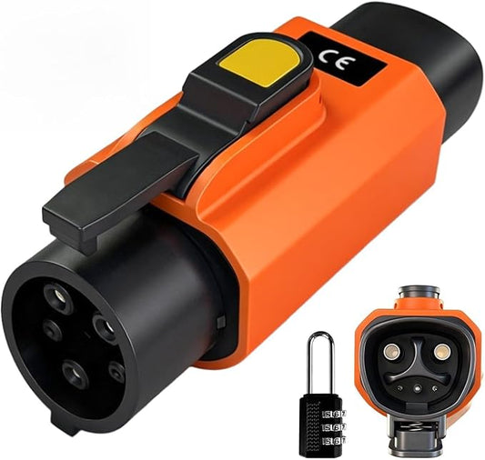 NACS to J1772 Charging Adapter for J1772 EVs Max 50A 11KW with Power-Off Button Temperature Protection Anti-Theft Lock Compatible with Tesla Wall Connector Destination Station Mobile Charger (Orange)