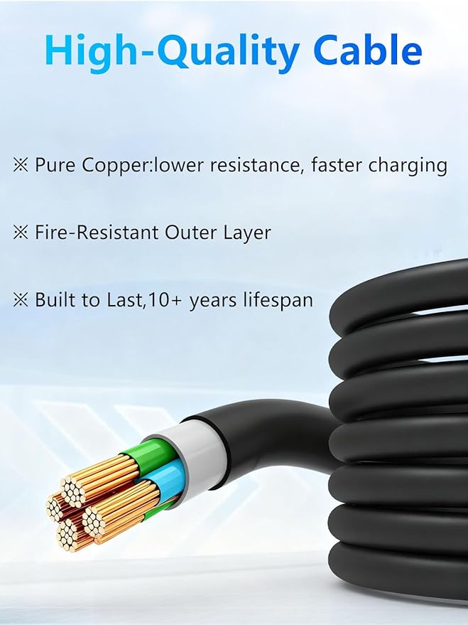 Level 1&2 EV Charger 8-16A Adjustable Current & Timer,110-240V,Nema 5-15 & 6-20 Plug,Electric Car Charger with 17ft Cable,Portable EV Chargers for All SAE J1772 Evs