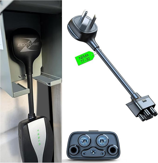 NEMA TT-30 Adapter for Tesla Mobile Charger Gen 2 & 3, for 120V Outlet, 24 Amp, Compatible with Model 3, Y, X, S Ideal for Outdoor Road Trip, Camper, and Home Safe Charging