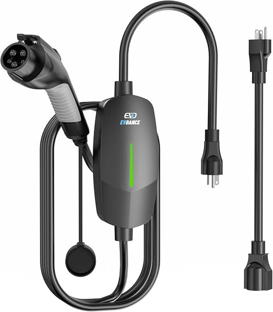 Level 1&2 EV Charger, Electric Vehicle Portable Charger with 25FT Cable, Home EV Charging Station for J1772 Electric Cars, 12A 120V/16A 240V, NEMA 5-15 & NEMA 6-20 Plug