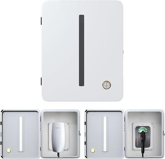 Charger Station Box Compatible with Tesla Gen 3 Wall Connector and ChargePoint EV Charger, Cable Organizer Holder Lock Cover Outdoor Rainproof, Snowproof, Dustproof, Theftproof, Rustproof