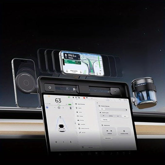 Flyradio for Tesla Model 3/Model Y Magnetic Slide Action Car Phone Holder - for iPhones & Galaxy Phones & Pixel Phones with Pixelsnap