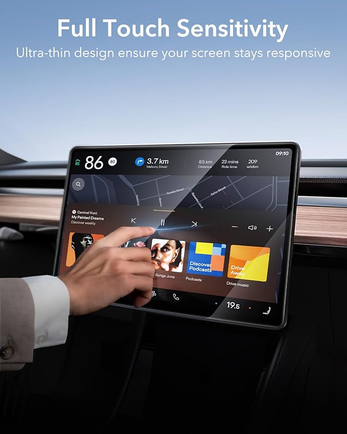 ESR Tempered Glass Screen Protector for Tesla Model Y (2025-2020), Tesla Model 3 (2023-2017), 15'' Touchscreen Protector, 9H Glass Matte Film Accessories with Alignment Kit, Anti Glare, Bubble Free