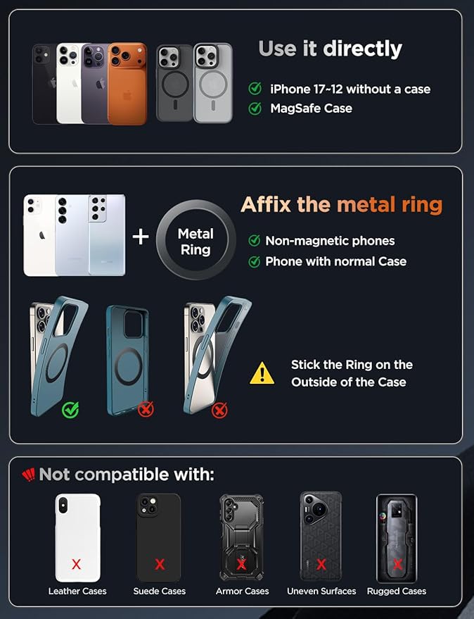 Car Phone Holder 360° Adjustable Tesla Magnetic Phone Mount Foldable Car Mount 2026 Zinc-Alloy Magsafe Phone Holders for Your Car for iPhone 17 Pro Max 16 15 14 13 12 Plus,Carbon Fiber