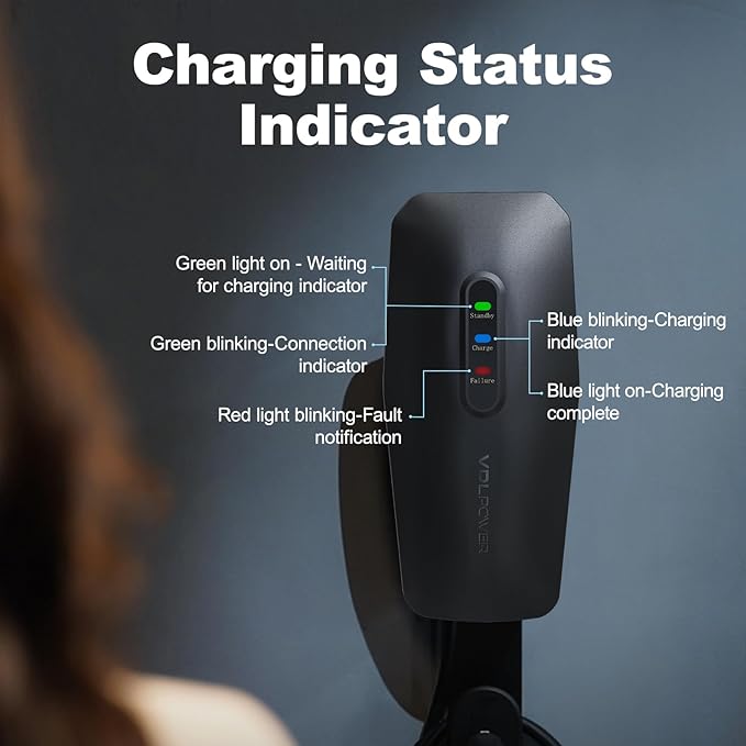 Level 2 EV Charger, 32A/7KW Electric Vehicle Portable Charger with 28FT Cable, Home EV Charging Station, 240V NEMA 14-50 Plug, for All SAE J1772