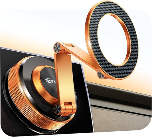 Car Phone Holder – 360° Magnetic Car Phone Mount with Metal Long Arm & Extended Reach 2026 Tesla Phone Holders for Your Car for iPhone 17 Pro Max 16 15 14 13 12 Plus, Cosmic Orange